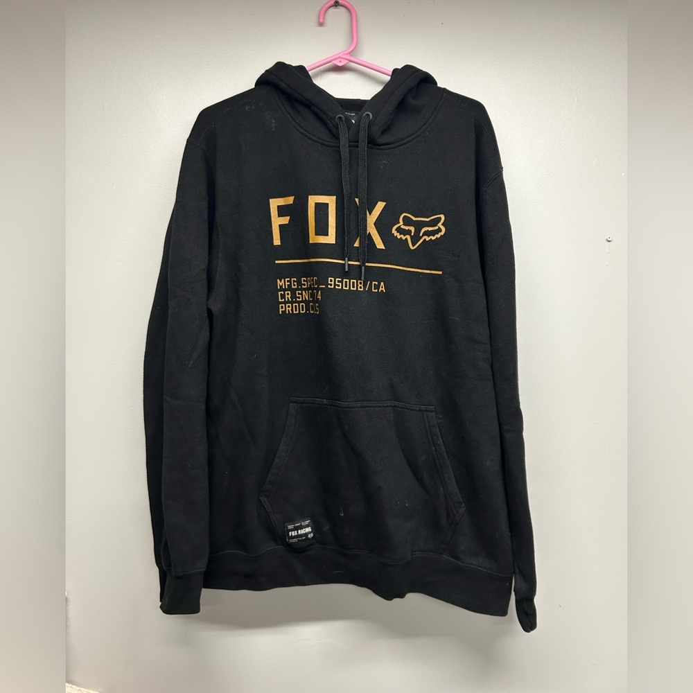 Men’s size L Fox Racing hoodie; minimal staining that will come out in washer